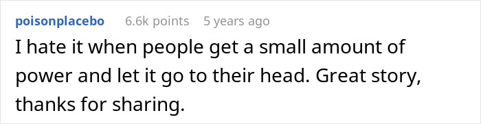 User comment on social media about power and humility, illustrating corporate comedy and lawyer reactions to a baker&rsquo;s story.