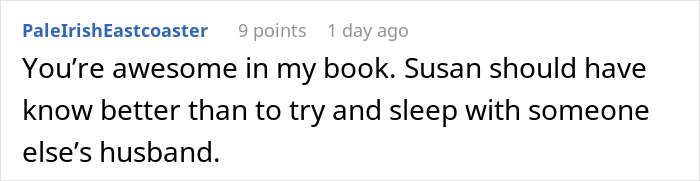 Screenshot of an online comment explaining petty revenge involving a woman confronting her husband’s coworker who tried to seduce him. Screenshot of an online comment explaining petty revenge involving a woman confronting her husband’s coworker who tried to seduce him.