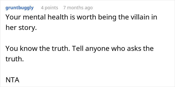 Comment text discussing mental health and truth after a guy fails a lady's unexpected loyalty test in friendship.