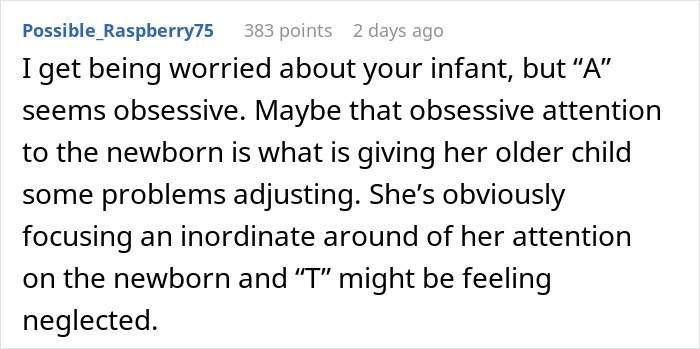 Screenshot of a social media comment discussing a mom&rsquo;s panic and worry during overnight babysitting.
