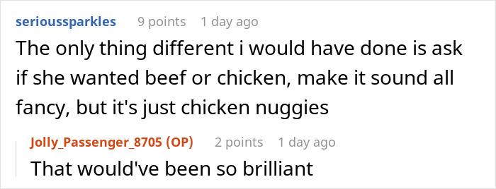 Screenshot of a Reddit comment thread discussing a bride’s savage revenge on controlling MIL by serving a special meal at the wedding. Screenshot of a Reddit comment thread discussing a bride’s savage revenge on controlling MIL by serving a special meal at the wedding.