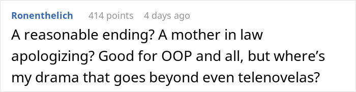 Screenshot of an online comment discussing a family drama about an Indian grandmother demanding a DNA test.