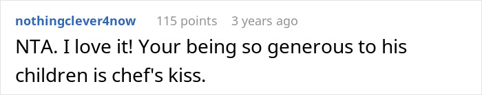 Screenshot of a Reddit comment praising a woman called poor by stepdad accused of flexing her wealth after gifting cars and cash.