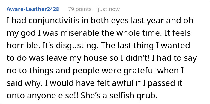 User comment criticizing influencer for partying while contagious, calling behavior gross, selfish, and irresponsible. User comment criticizing influencer for partying while contagious, calling behavior gross, selfish, and irresponsible.