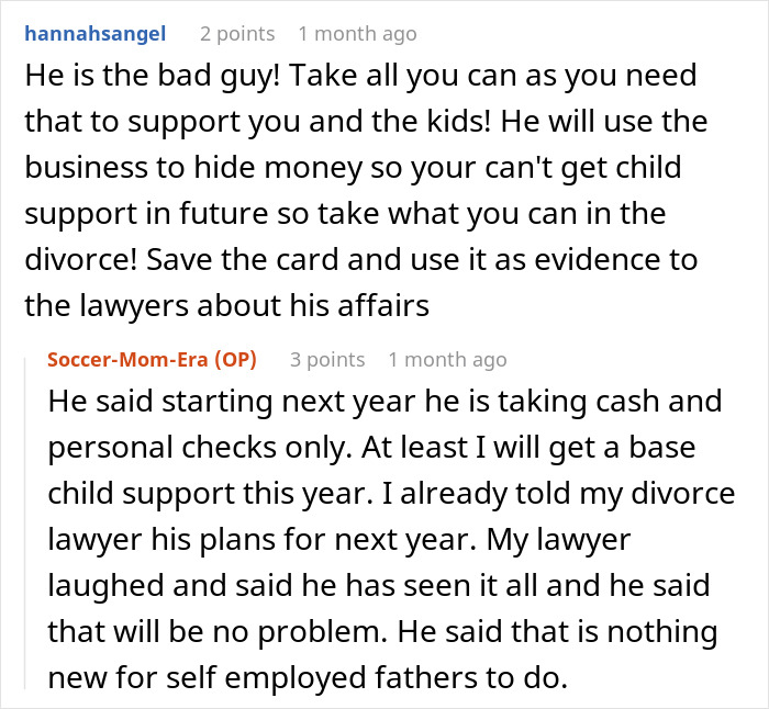 Comments discussing a man navigating divorce, child support, and affairs while trying to work things out with his wife and new girlfriend.