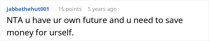 Screenshot of an online comment discussing whether a sister&rsquo;s $4k plastic surgery request related to body dysmorphia is fair.