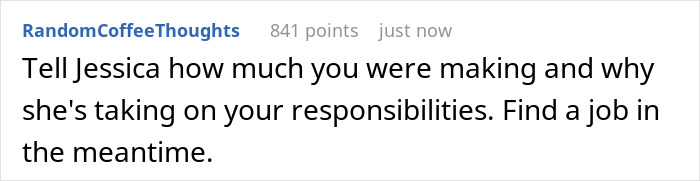 Screenshot of an online comment discussing employee refusal to train replacement without pay after layoff.