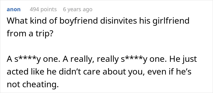 Comment discussing a guy refusing to accept break-up after a romantic trip with a female friend. Comment discussing a guy refusing to accept break-up after a romantic trip with a female friend.