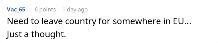 Comment text discussing need to take time off and leave the country, highlighting manager lets employee take time off scenario.