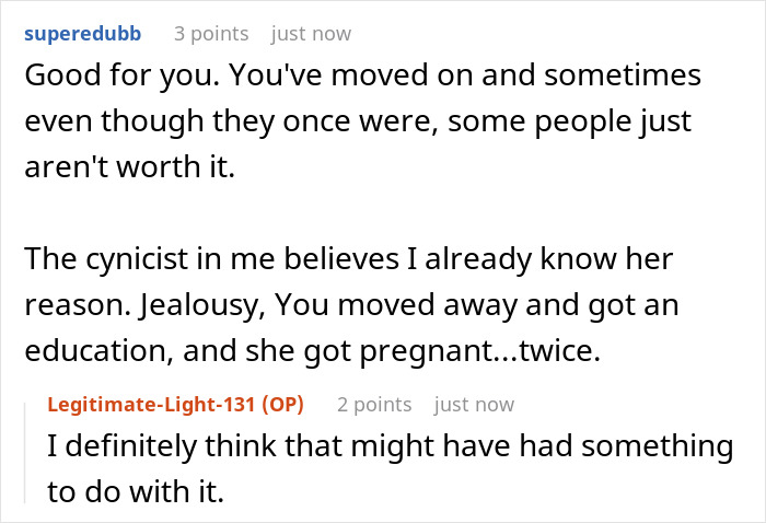 Screenshot of an online discussion about best friend no contact returns and emotions like jealousy and moving on.