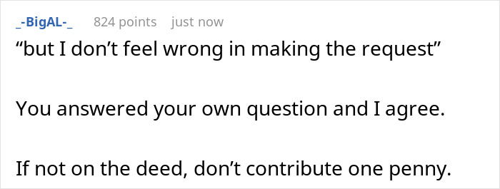 Screenshot of an online forum post discussing a girlfriend who won&rsquo;t finance boyfriend&rsquo;s $100k renovation without a ring.