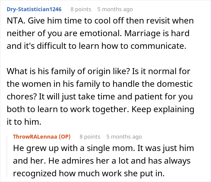 Reddit conversation about man treating wife like servant and the impact on attraction in their marriage.