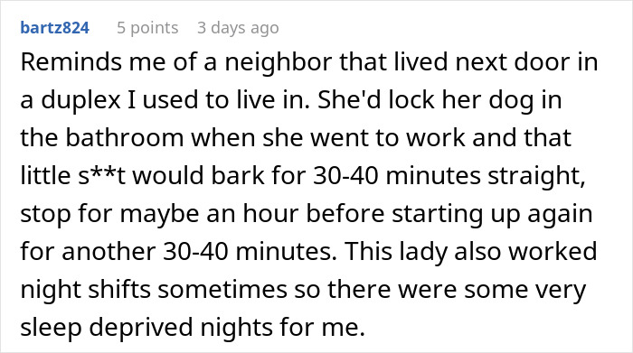 Woman confronts neighbors about their dogs barking nonstop causing sleep deprivation and neighborhood tension.