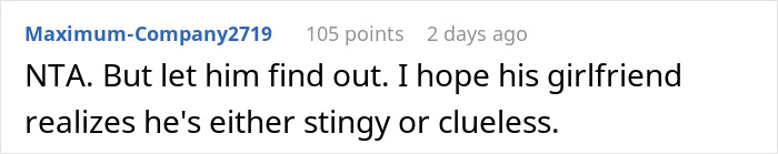 Screenshot of an online comment discussion about a man who thinks his proposal counts as a Christmas gift.