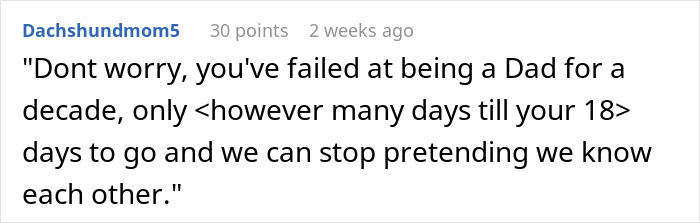 Teen giving father a reality check on his 50th birthday, symbolizing the gift of having his eyes opened.