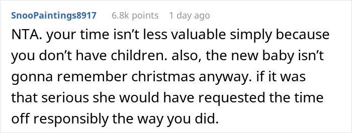 Screenshot of a Reddit comment discussing a child-free employee quitting due to the hospital&rsquo;s family first vacation policy.