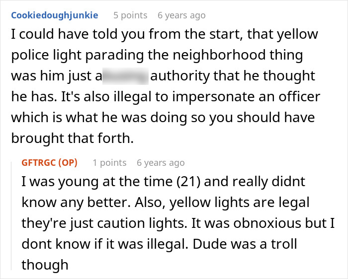 Screenshot of an online discussion revealing secrets about a stalkerish HOA president and legal consequences faced in court.