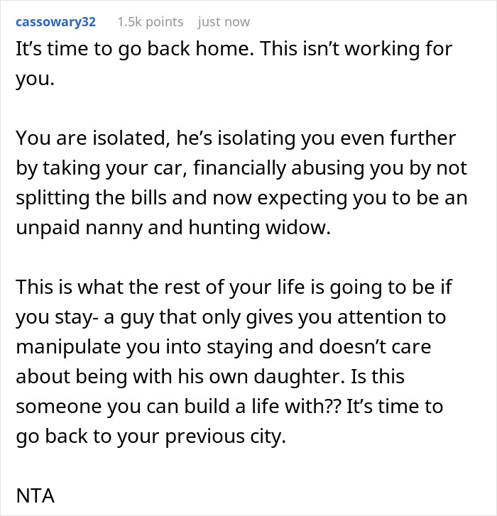 Text advice about fianc&eacute; babysitting daughter and dealing with financial a***e and isolation in a difficult relationship situation.