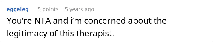 Screenshot of an online comment expressing concern about the legitimacy of a therapist in a body dysmorphia discussion.
