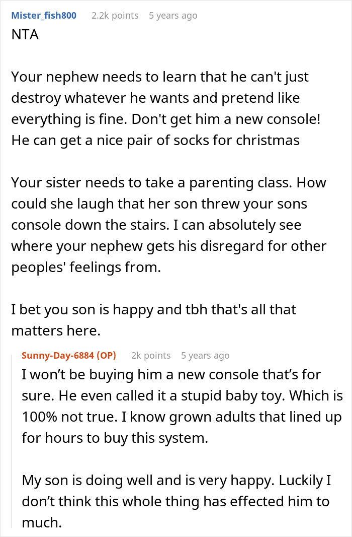 Reddit user discusses woman took back nephew&rsquo;s Christmas gift after console was destroyed by nephew.