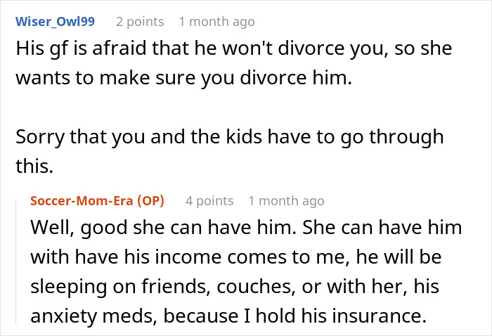 Reddit conversation about a man wanting to be single but not divorced, finding a girlfriend while working things out with his wife.