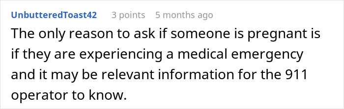 Screenshot of an online comment about whether a boss should ask an employee if she&rsquo;s pregnant in a right to fire state.