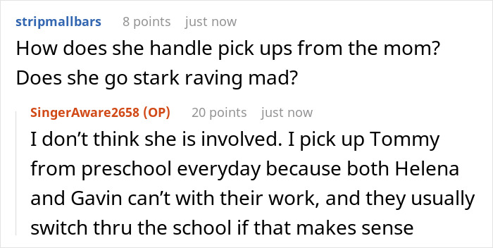 Screenshot of an online discussion about a jealous wife upset over hubby&rsquo;s mom having pictures of his ex in her house.