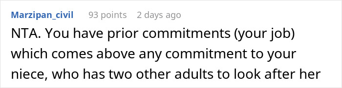 Screenshot of an online discussion about a woman refusing to take her niece to school, sparking a family-wide meltdown.