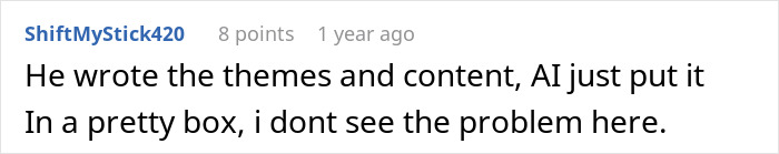 Comment discussing how the groom’s vows were written using AI, causing mixed feelings for the wife. Comment discussing how the groom’s vows were written using AI, causing mixed feelings for the wife.