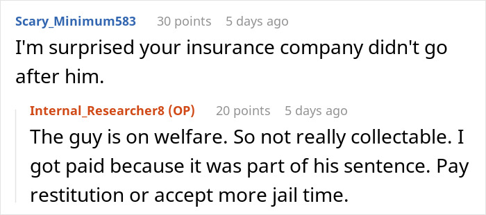Screenshot of an online conversation discussing a parking lot psycho attacking a man&rsquo;s car with a shopping cart incident.