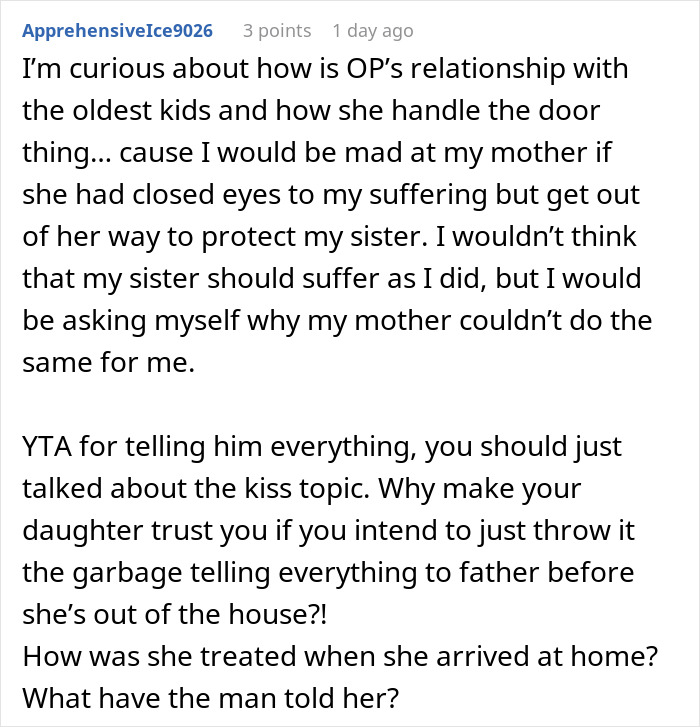 Man’s reaction to teen daughter’s relationship sparks debate on why wife helped to hide details and protect her. Man’s reaction to teen daughter’s relationship sparks debate on why wife helped to hide details and protect her.