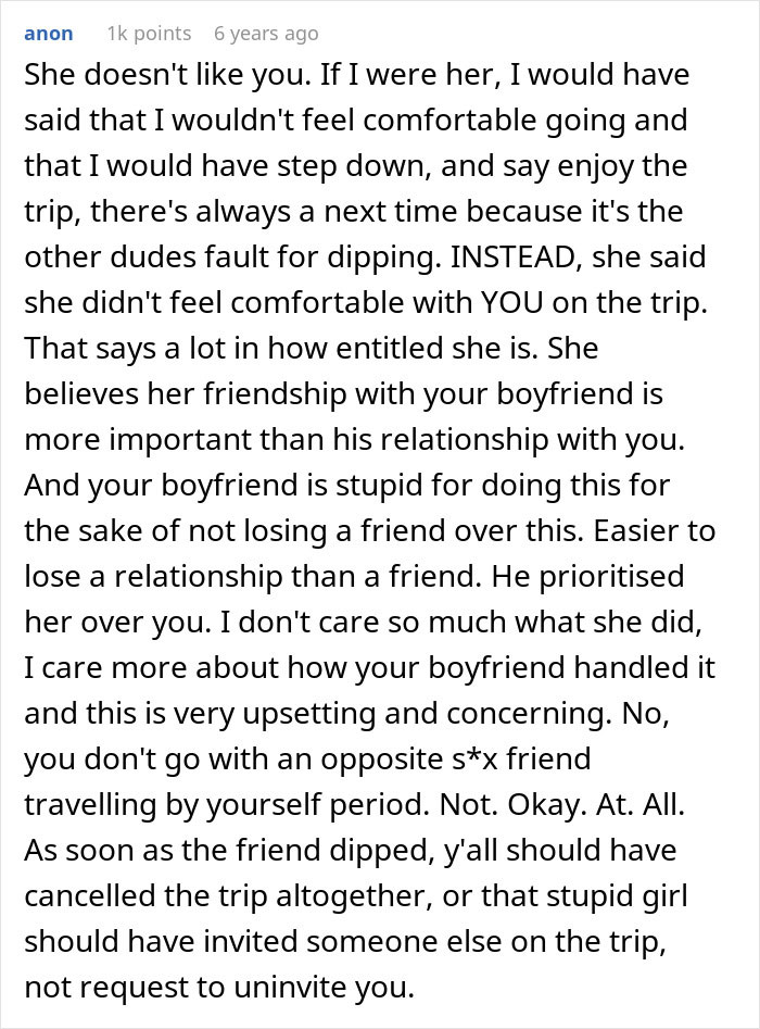Comment discussing a guy refusing to accept break-up after going on a romantic trip with a female friend. Comment discussing a guy refusing to accept break-up after going on a romantic trip with a female friend.