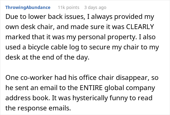 Person securing his $1.8K office chair with a bicycle lock to prevent theft at work, highlighting office chair concerns. Person securing his $1.8K office chair with a bicycle lock to prevent theft at work, highlighting office chair concerns.