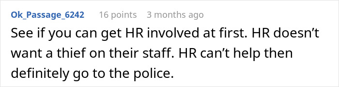 Text message screenshot showing advice to involve HR or police when dealing with a coworker who refuses to return an expensive jacket.