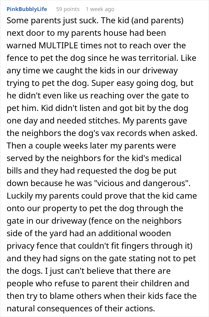 Parents sue neighbor after kids use yard without asking and girl ends up in ER from dog bite requiring stitches.