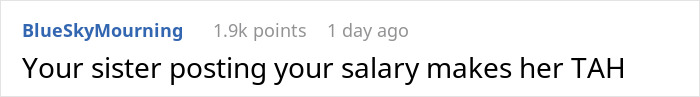 User comment on a forum post about refusing to bring expensive food to Thanksgiving gatherings.