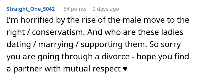 Screenshot of a social media comment expressing concern about men treating wives like servants and its impact on attraction.