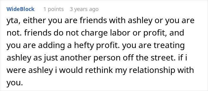 Comment discussing the bride wanting to upgrade her honeymoon at the bridesmaid&rsquo;s expense and facing a reality check.
