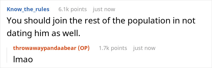 Screenshot of an online discussion about a boyfriend opening the relationship but getting no dates. Screenshot of an online discussion about a boyfriend opening the relationship but getting no dates.