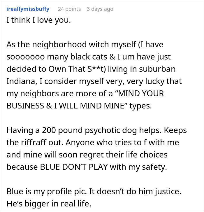 Woman&rsquo;s unexpectedly savage revenge on petty neighbor described in a bold online message about protecting safety and privacy.