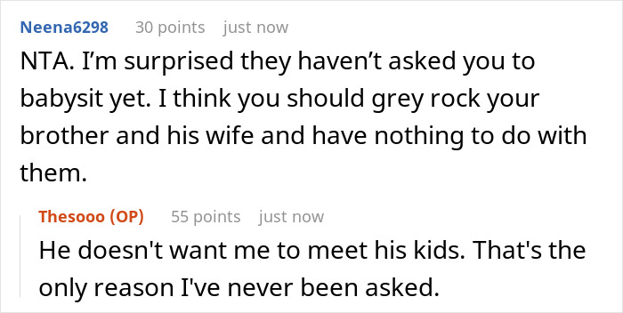 Reddit conversation about golden child brother expecting free meals and scapegoat sibling refusing, causing family tension.