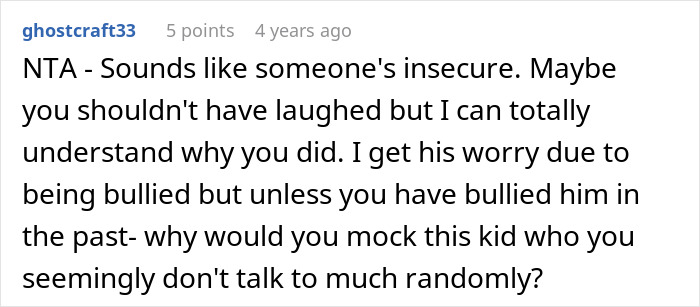 Comment warning about bullying and insecurity in a classmate, related to dyeing hair orange classmate drama.