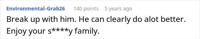 Comment on a forum post expressing disapproval of fianc&eacute;&rsquo;s threat, relating to bride&rsquo;s family wanting to call off wedding.