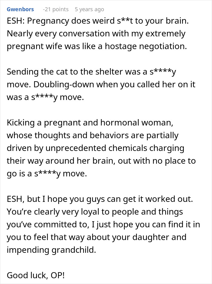 Pregnant Daughter Decides To Put Dad&rsquo;s Cat In A Shelter Because Of Her Baby&rsquo;s Safety, Gets Kicked Out