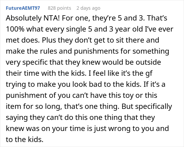 Comment discussing a lady going on a power trip, causing Halloween issues for boyfriend&rsquo;s kids, and the angry mom&rsquo;s reaction.