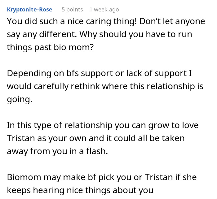 Reddit comment discussing boyfriend's ex causing relationship issues and affecting bonding with their son.