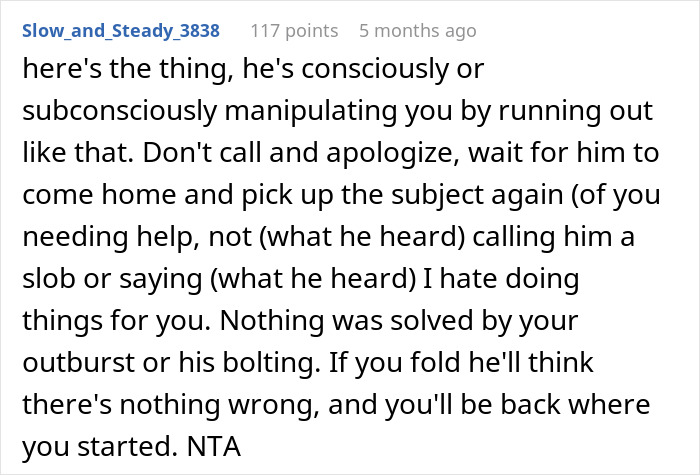 Text of a social media comment discussing manipulation in relationships, relating to a man treating his wife like a servant and the impact on attraction.