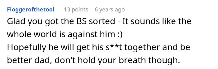 Commenter discussing toxic ex and dealing with constant threats, sharing advice about moving on and family issues online.