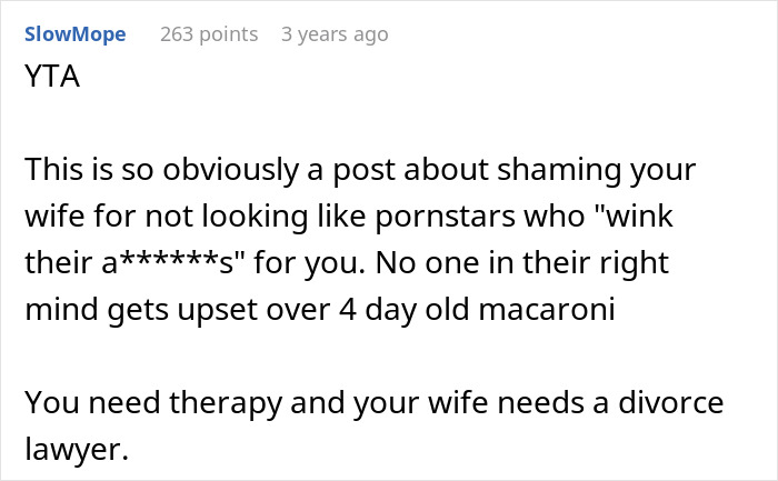 Screenshot of a Reddit comment criticizing man who snaps at his girlfriend after she eats all the leftovers.