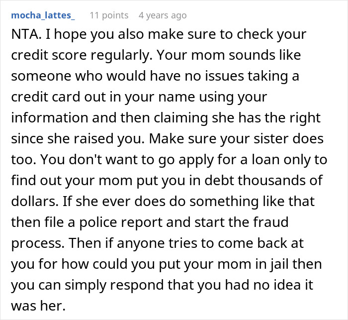 Reddit comment warning about mom’s harmful behavior impacting kids’ relationships and financial trust issues. Reddit comment warning about mom’s harmful behavior impacting kids’ relationships and financial trust issues.